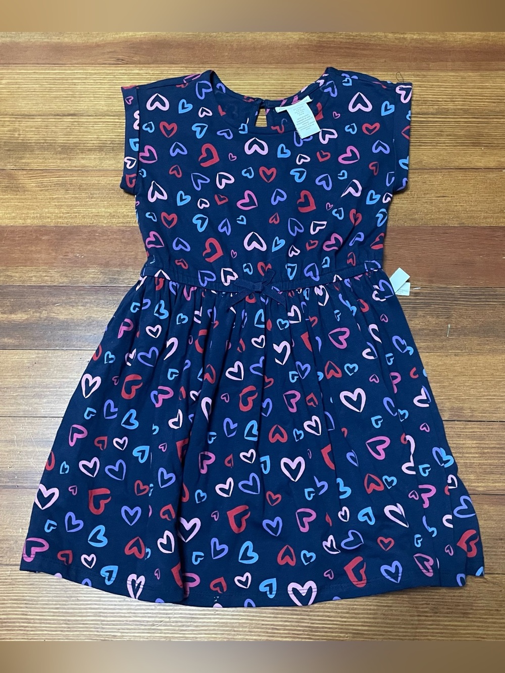 NWT Cynthia Rowley Navy Doodle Heart-Print Fit and Flare Dress Size 7-8